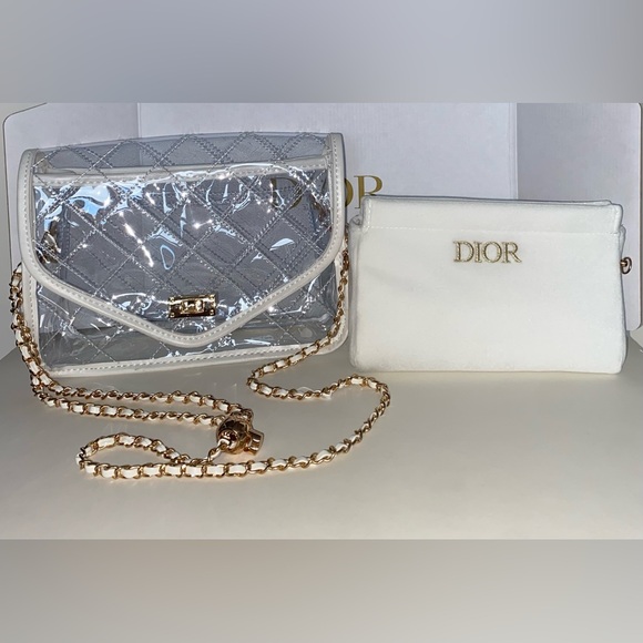 Dior White and Gold VELVET  Pouch - Picture 1 of 16